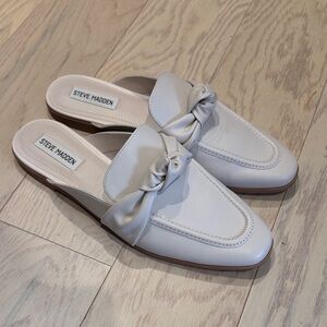 Steve Madden Women's Cream Mules with Bow Detail